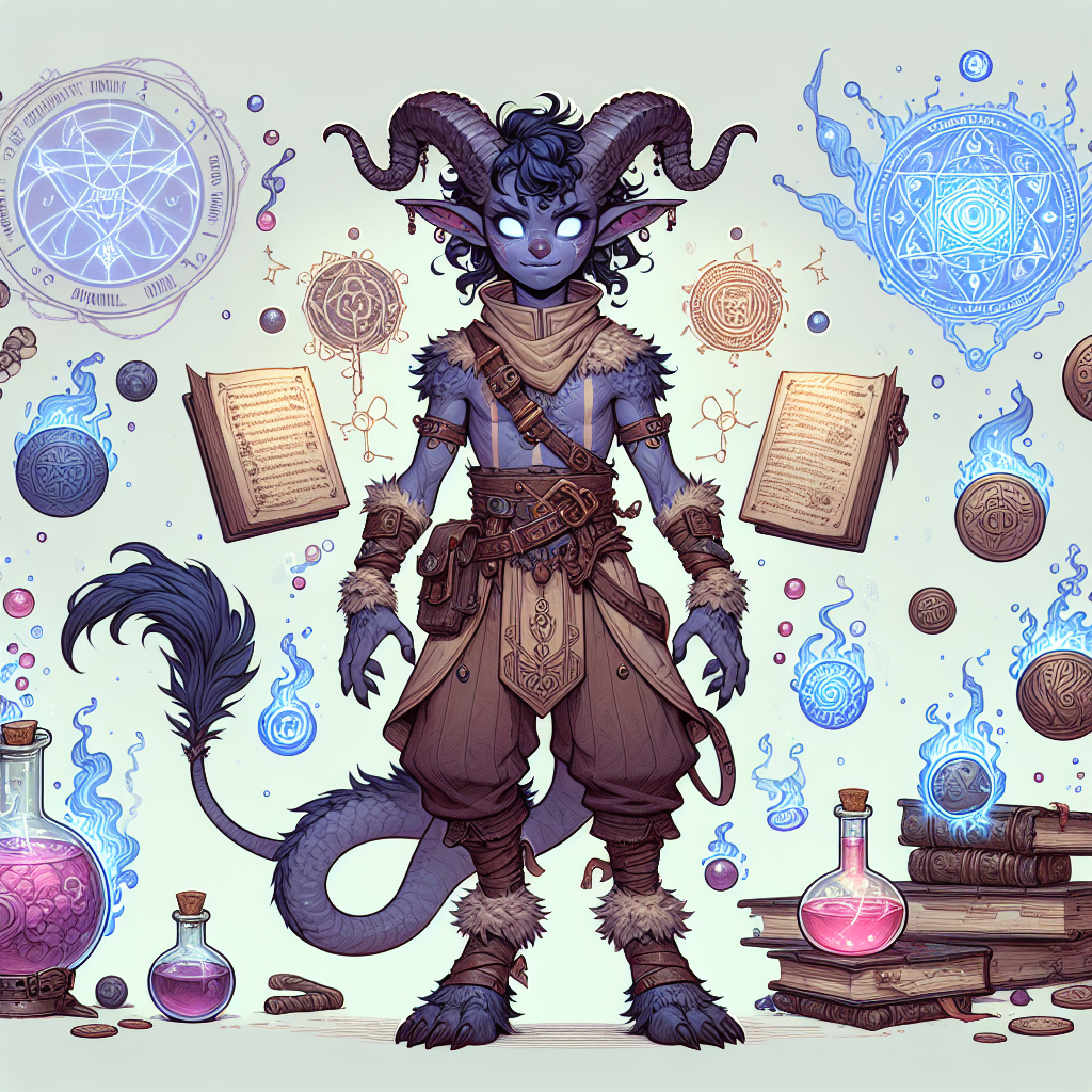 Fantasy Tiefling character illustration for Tiefling name generator