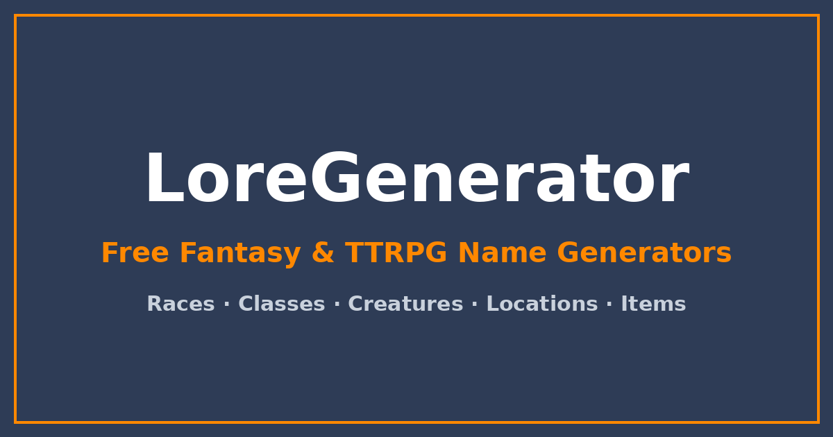Fantasy World Name Generator - Lore Generator